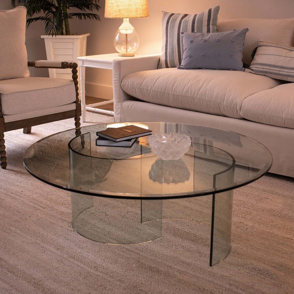 72" Round Tempered Glass Table Top 1/2" Thick 1" Beveled Edge