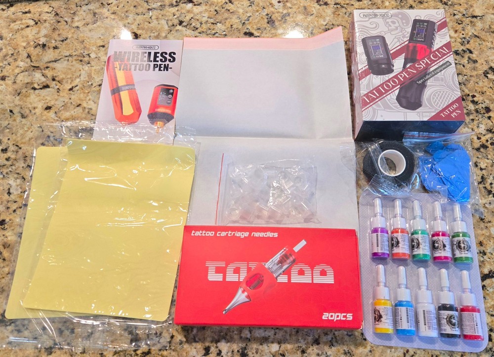Wormhole Wireless Tattoo Kit w/ Dot Working Mode Power Supply Needles Inks