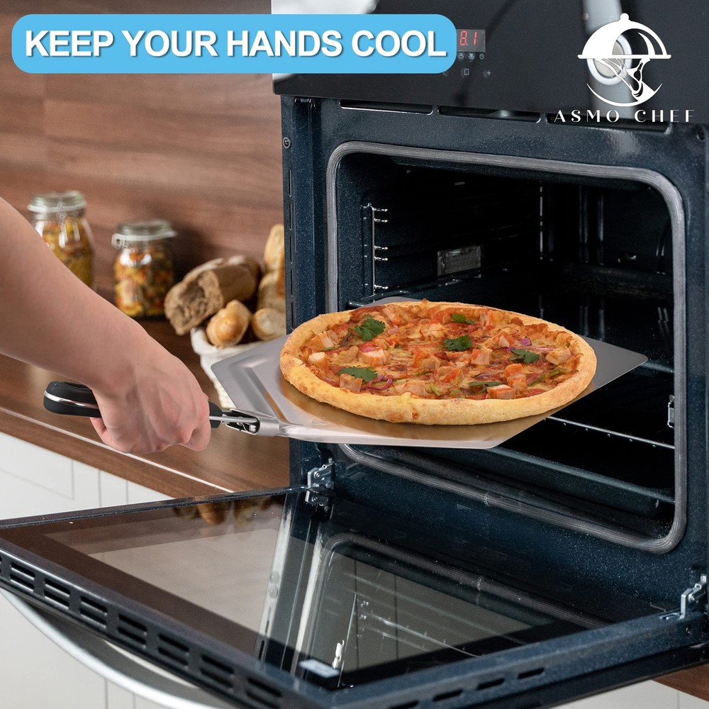 Pizza Peel 13”X16” Extra Large Paddle with Foldable Stylish Long Handle Easy