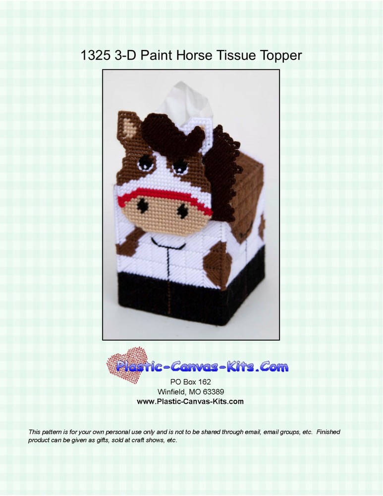 Paint Horse Tissue Topper-Plastic Canvas Pattern or Kit
