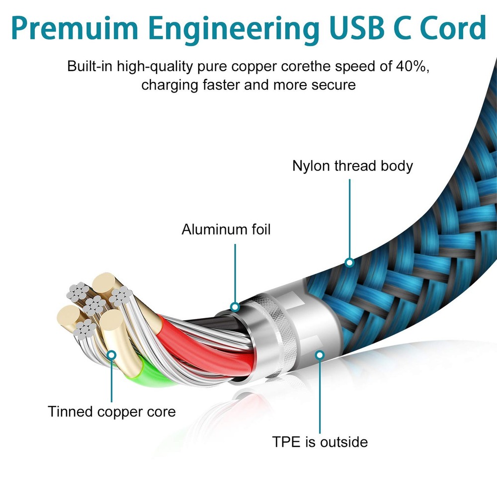 C Charger Cord Fast Charging USB Type C Cable Android Charger Cables 6FT 2Pack