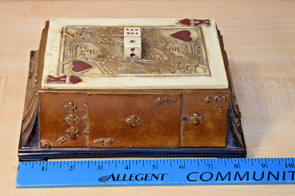 Playing Card Covered Chest Box Vintage Ceramic