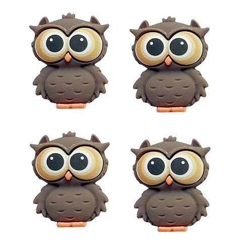 Owls - Shelly's Buttons - Flat Back Embellishments - Bird / Outdoors Craft Scrap