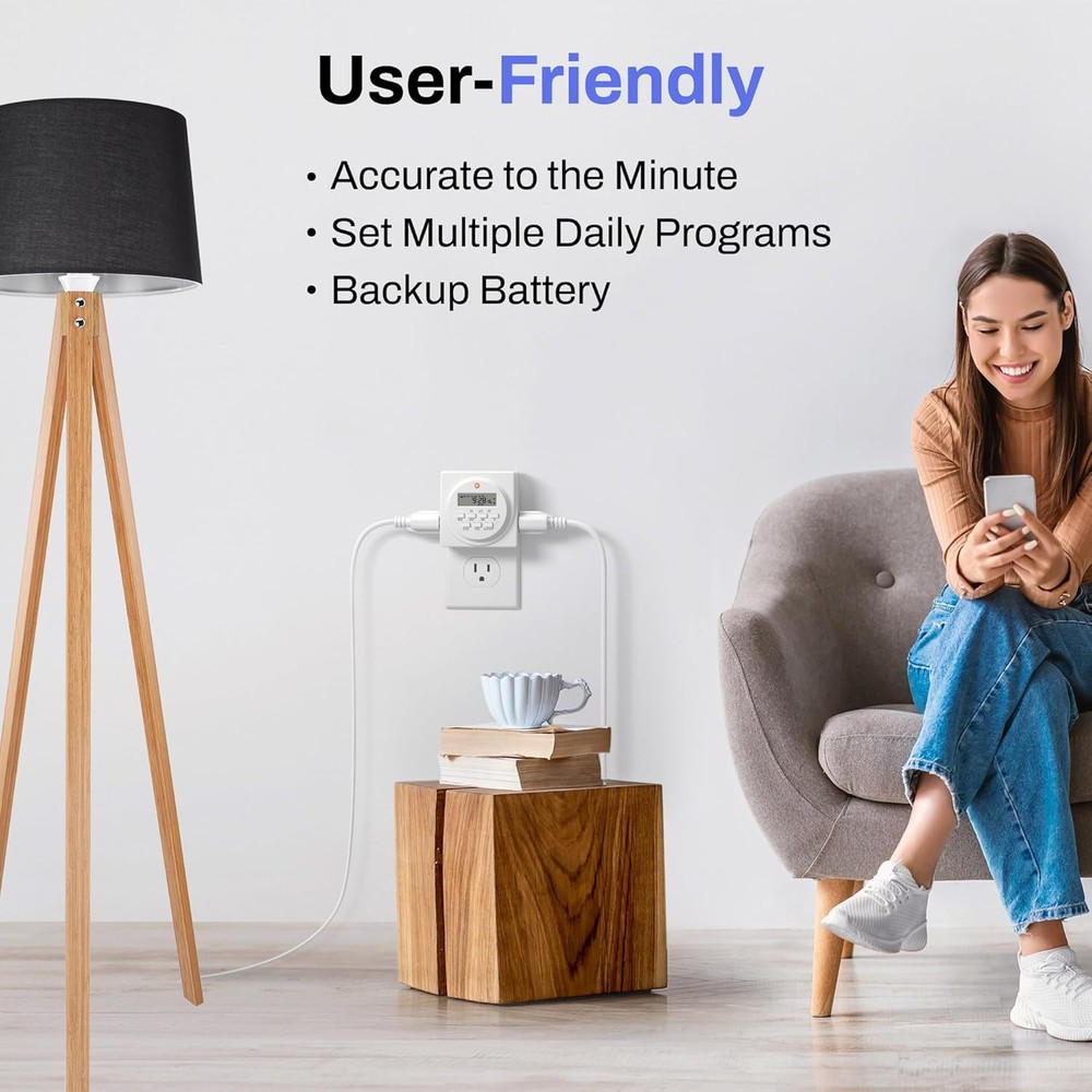 BN-LINK 7 Day Heavy Duty Digital Programmable Timer, 3-Prong,1-Pack, White