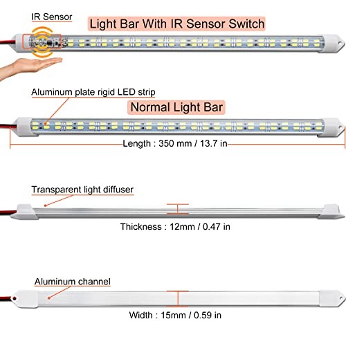 12V Interior LED Light Bar with Touchless Sensor Hand Wave Activated 12V LED