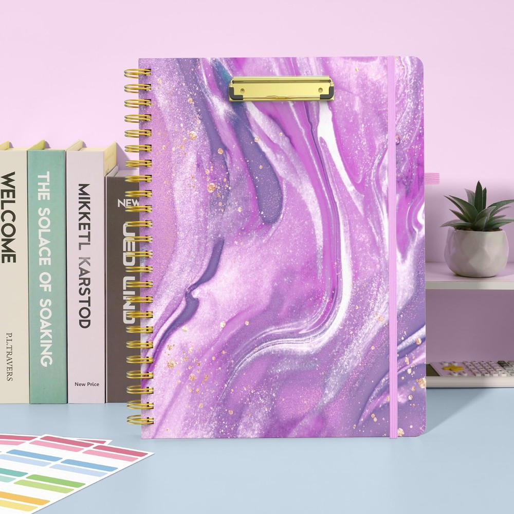 Clipboard Folio with Refillable Notepad, Folder with 10 Storage Pockets for L...