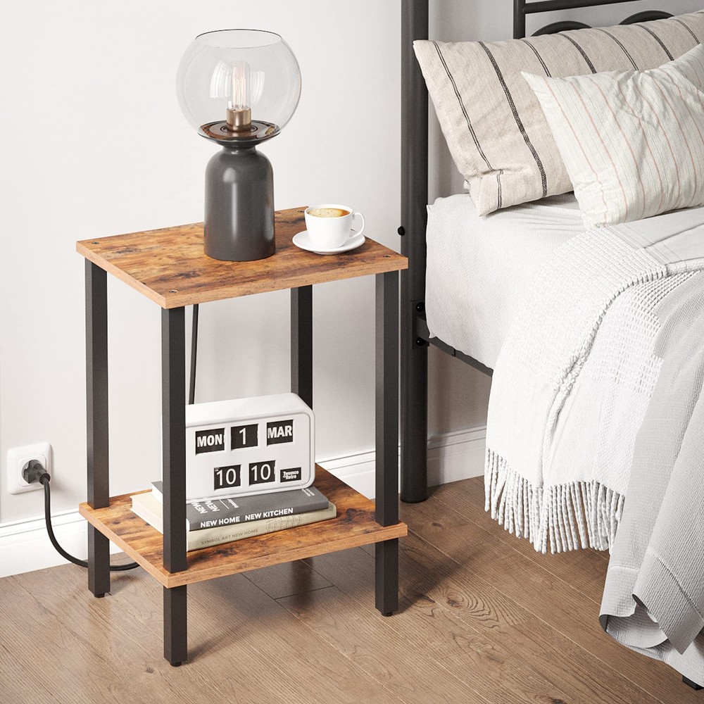 End Table, Side Table, Nightstand, 2-Tier Storage Shelf, Sofa Side Table for ...