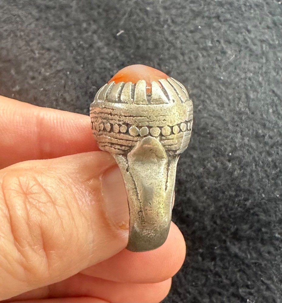 (B) Antique Silver Agate Ring Afghanistan
