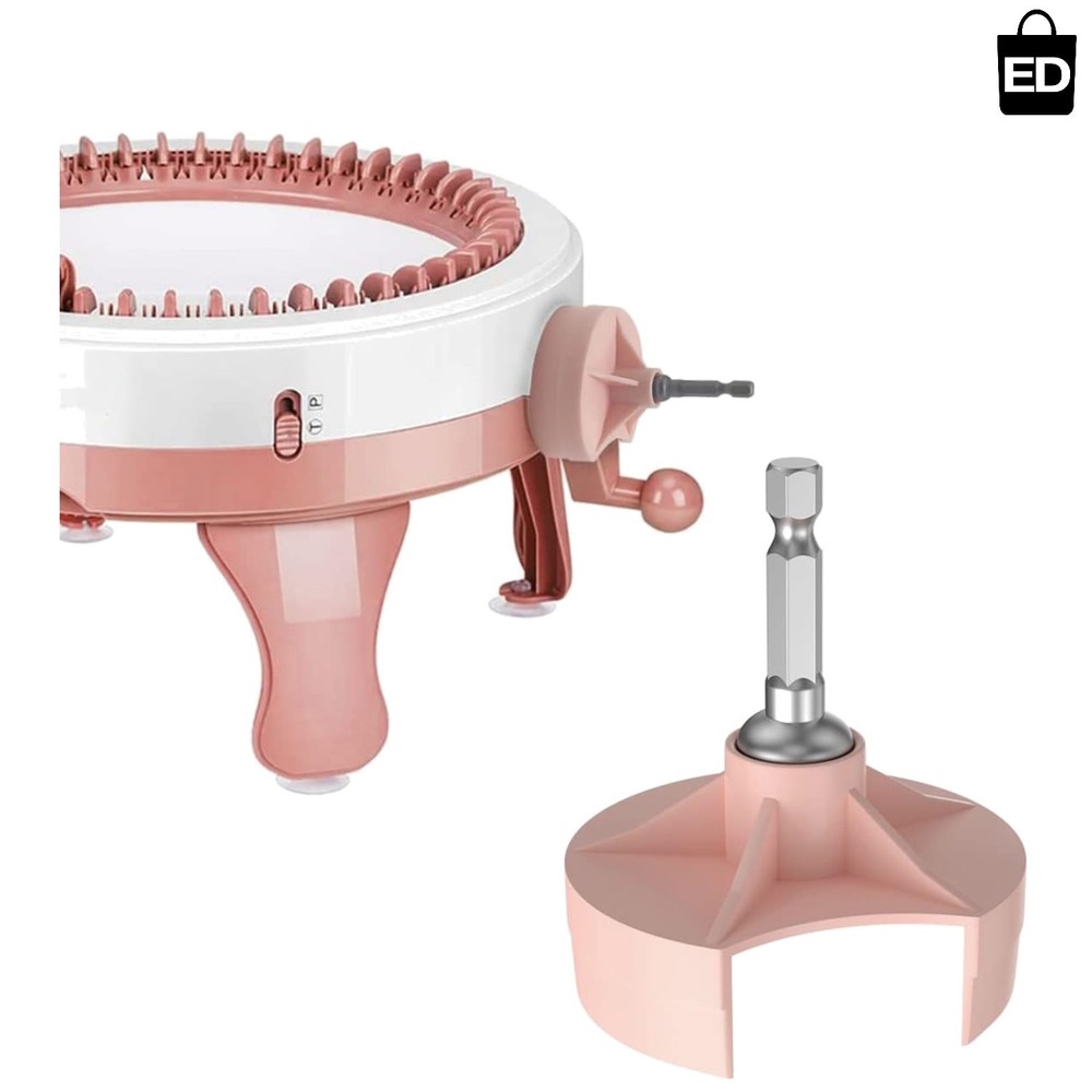 Efficient Pink Knitting Machine Adapter: Quick Crank Handle for DIY Projects