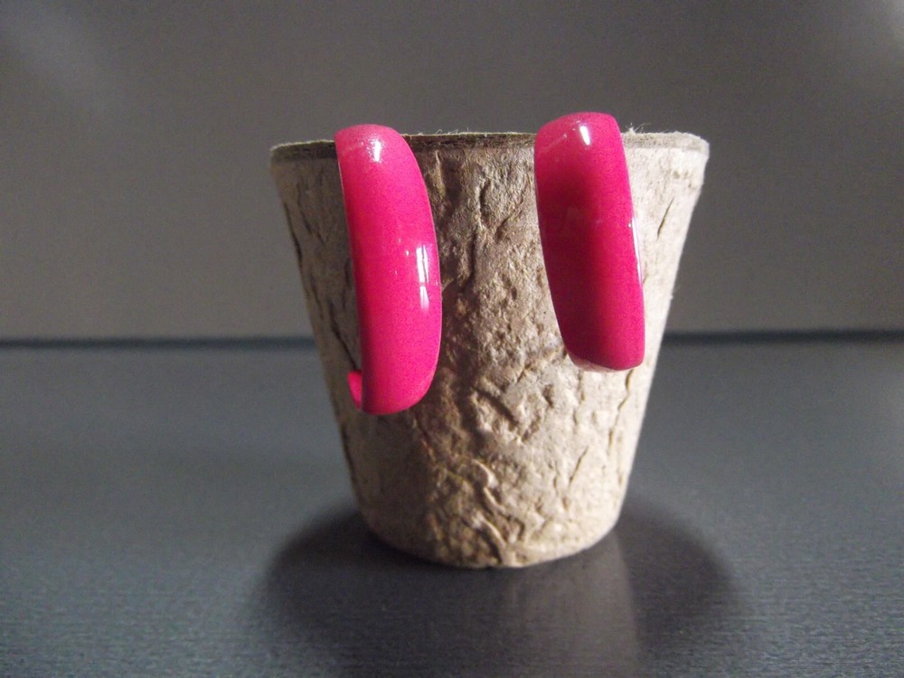 1 Pair Old 1.25"in Metal Pink 3/4 Moon Shape Stud
