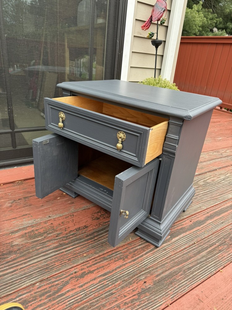 Vintage Night Stand Nightstand Refinished Solid Wood