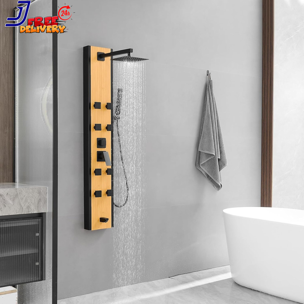 Stainless Steel Shower Panel Tower System 8 Jets Multi-Function Shower Panel Sys