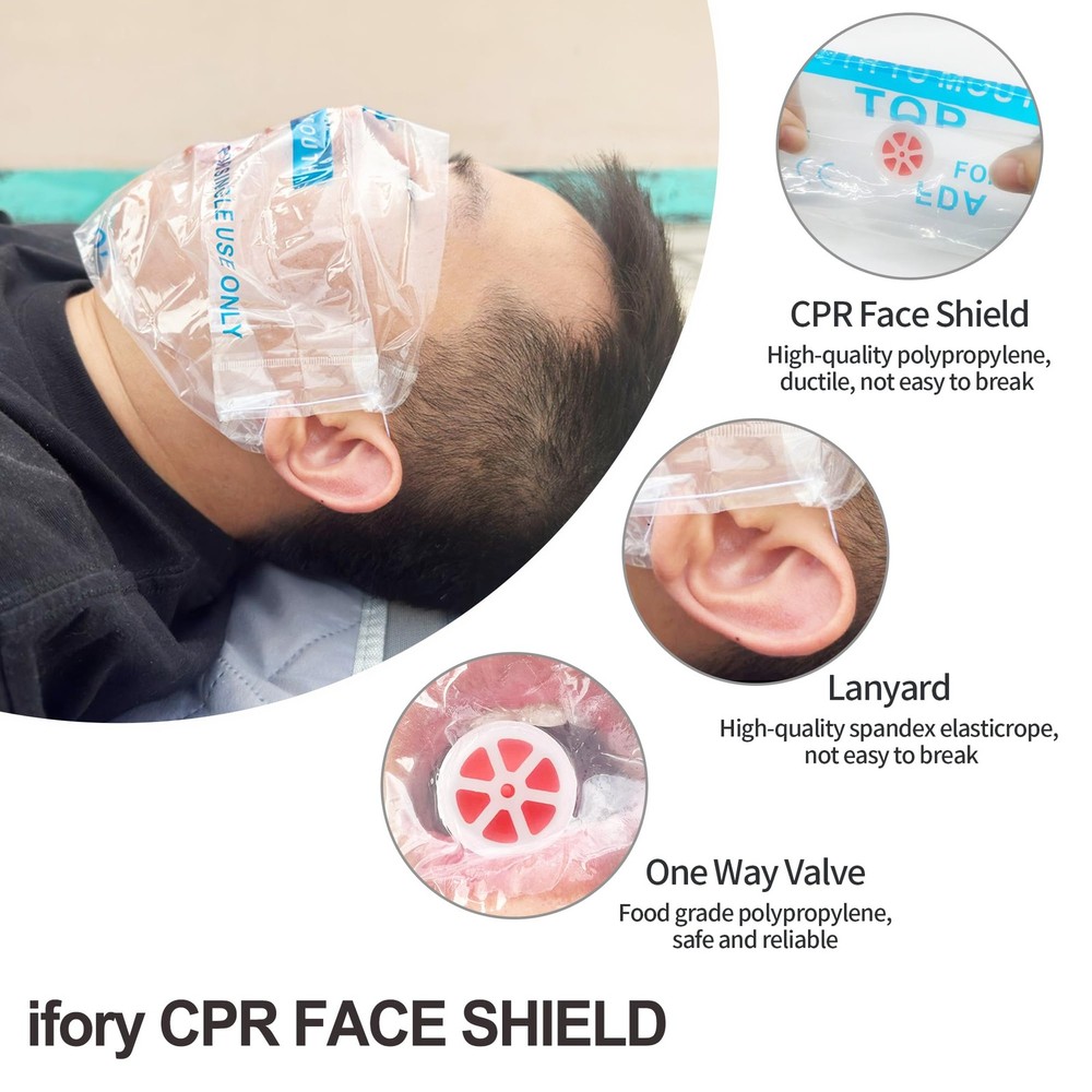 CPR Face Shield with Keyring (100 Pack), CPR Pocket for Kit, CPR Keychain Fac...