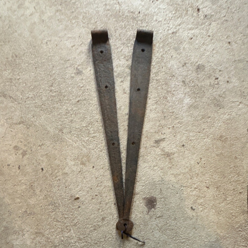 Antique Iron Strap Hinges Rusted Brown Rustic Hardware