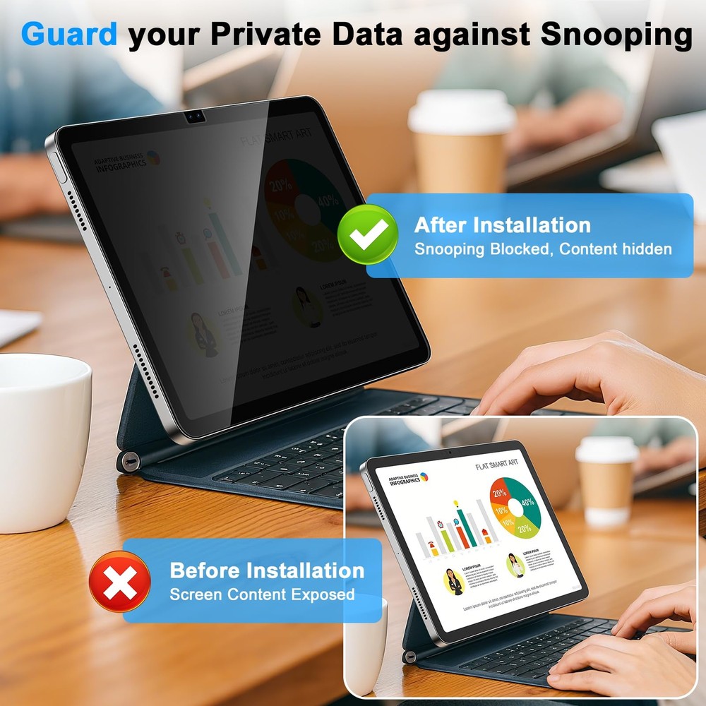 JSUSOU Privacy Screen Protector for iPad 11th Gen(A16) 11"