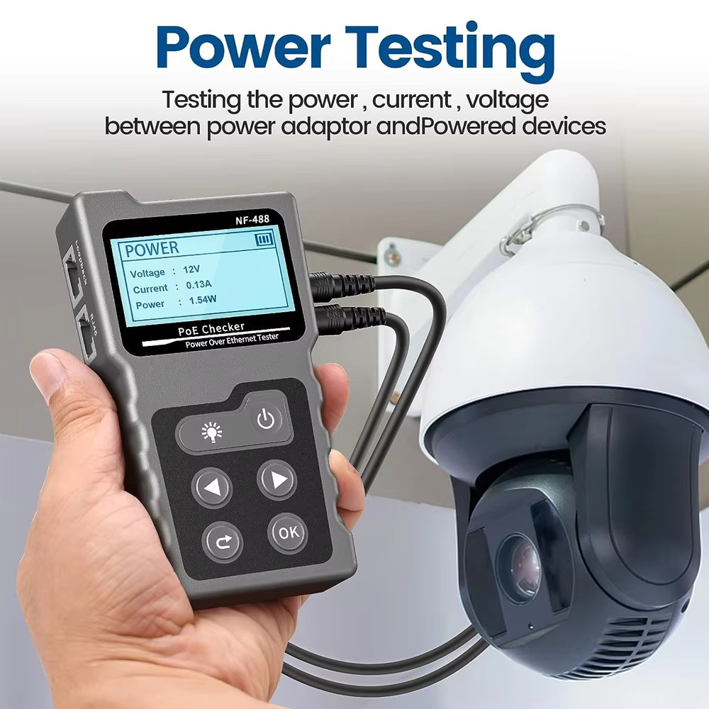 NF488 PoE Tester Network Cable Tester Power Over Ethernet Voltage Current Tester