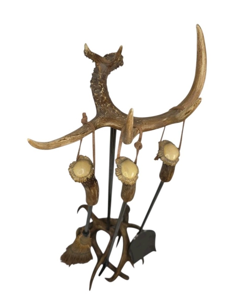 Antler Fireplace Tool Set Includes Three Fireplace Tools *READ*