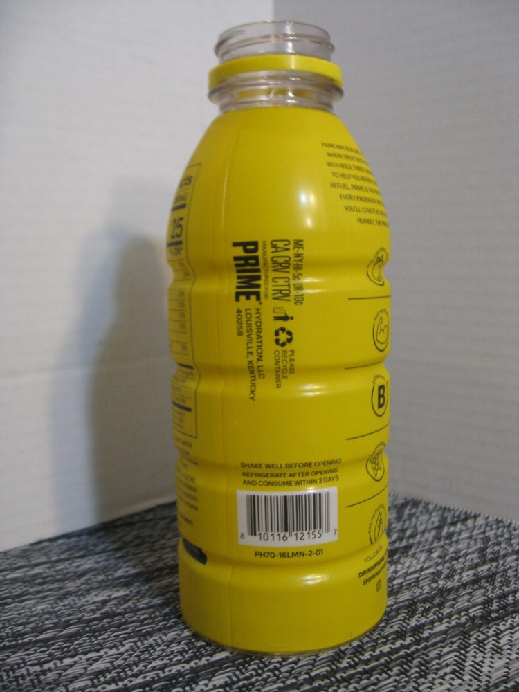 Prime Hydration Drink Beverage By Logan Paul - EMPTY Bottle - Lemonade - 2022