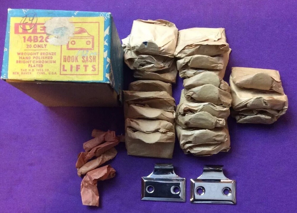 Ives NOS #14B26 Chromed Bronze Window Pulls 22 Pieces