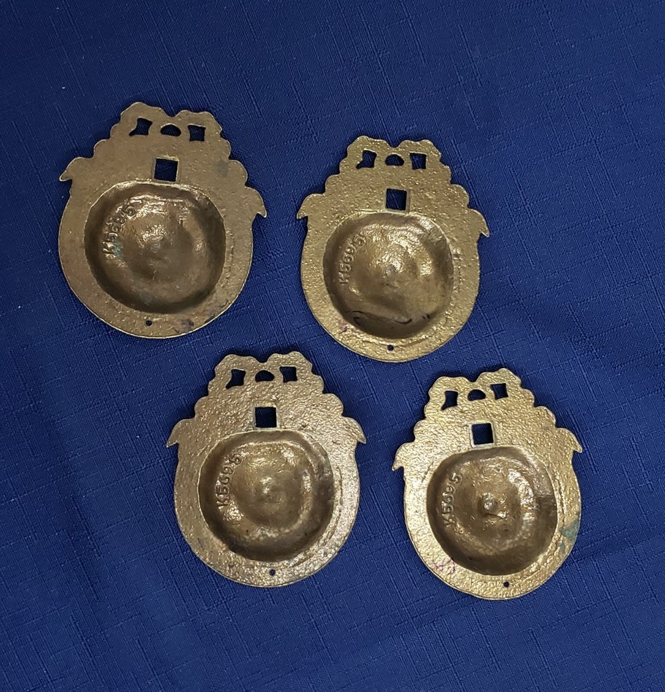 4 Restored Solid Brass Ornate Bed Bolt Covers 2 1/4" x 3" GS00400