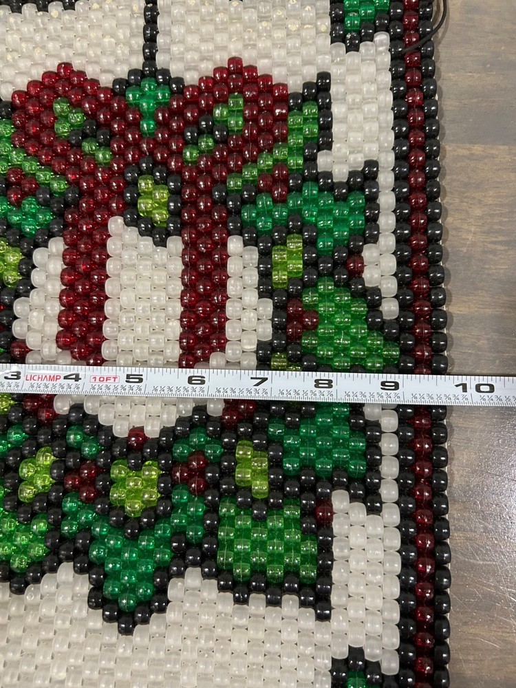 Finished Christmas Wreath Beaded Banner Wall Hanging Decor