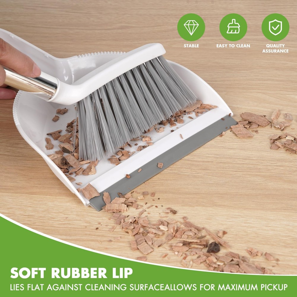 Zehrai Small Broom and Dustpan Set, Brush White