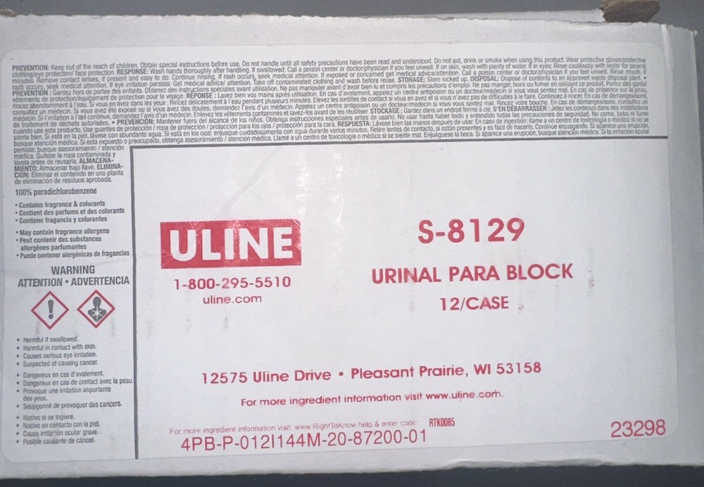 Urinal Para Block,Pk12 Line S-8129