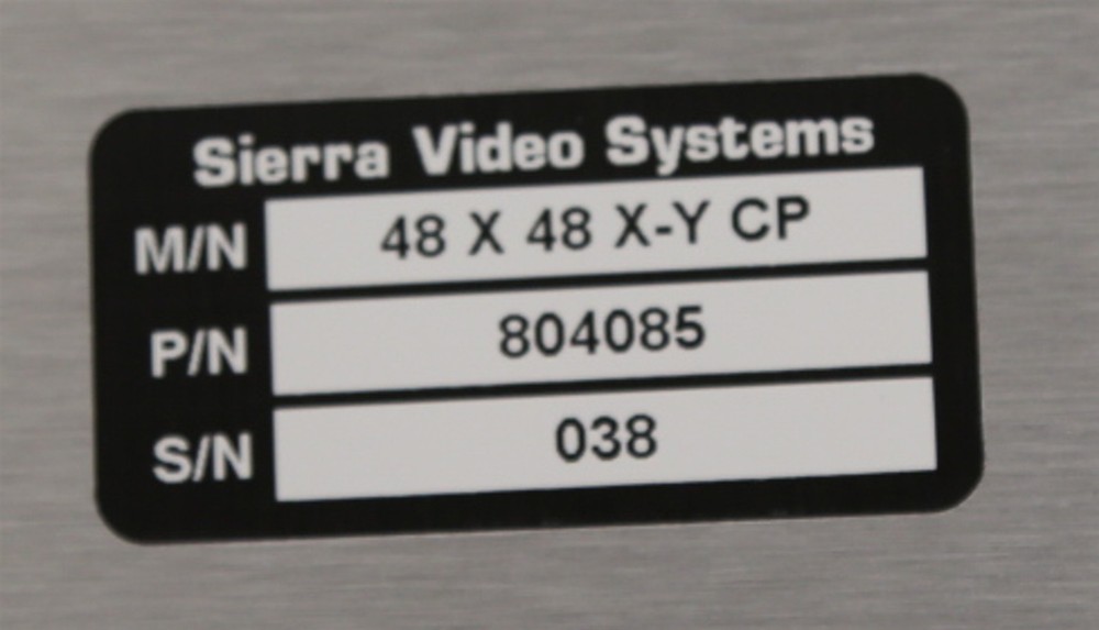 Sierra Video Systems 48X48X-Y CP 804085 Control Panel (S21)
