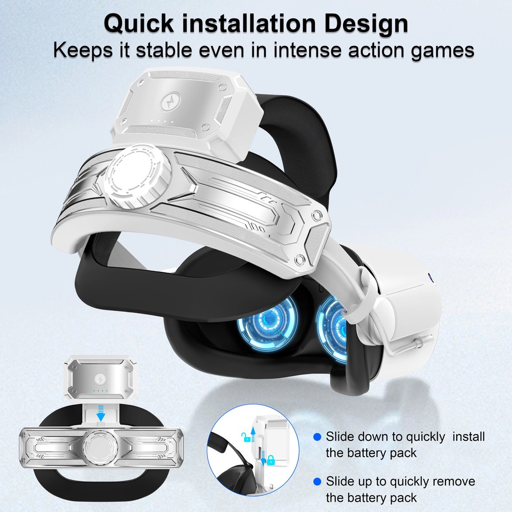 Elite Head Strap with Battery for Meta Quest 2 Adjustable VR Headset Accessory