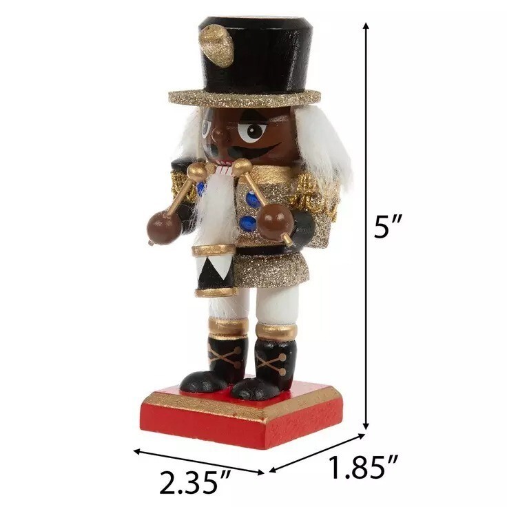 African American Glitter Drummer Nutcracker Ornament