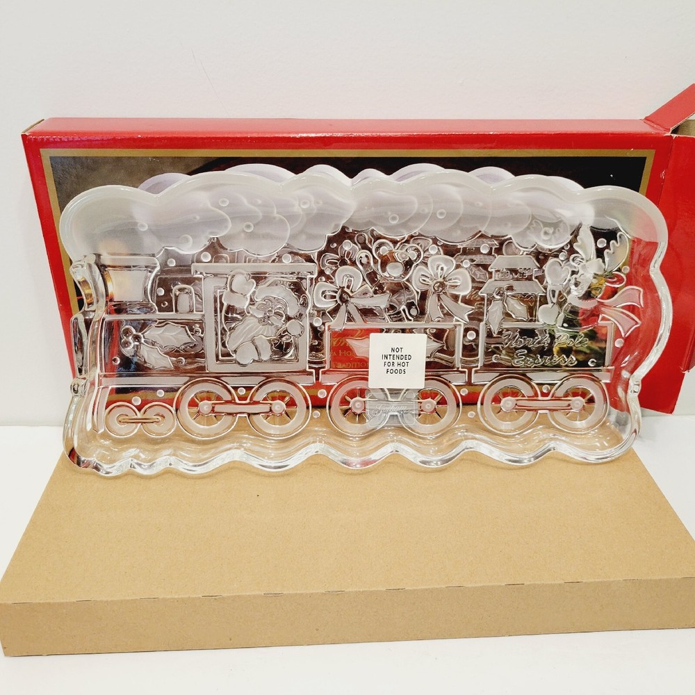 Gorham Holiday Traditions North Pole Express 13 1/2" Train Server Glass Xmas