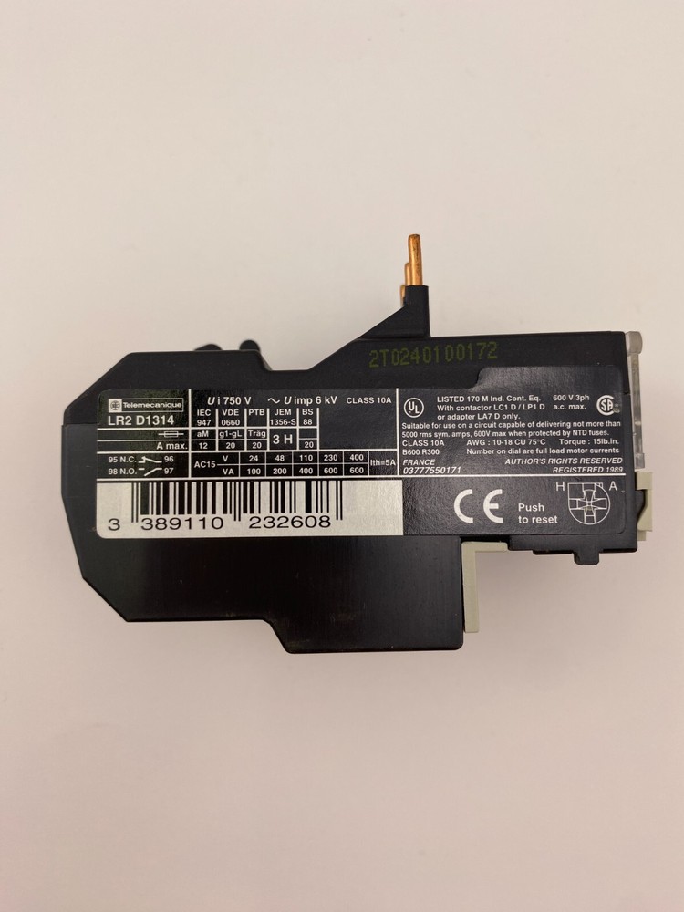 Telemecanique LR2D1314 Solid State Overload Relay, 10A,Use with LC1D/LC2D