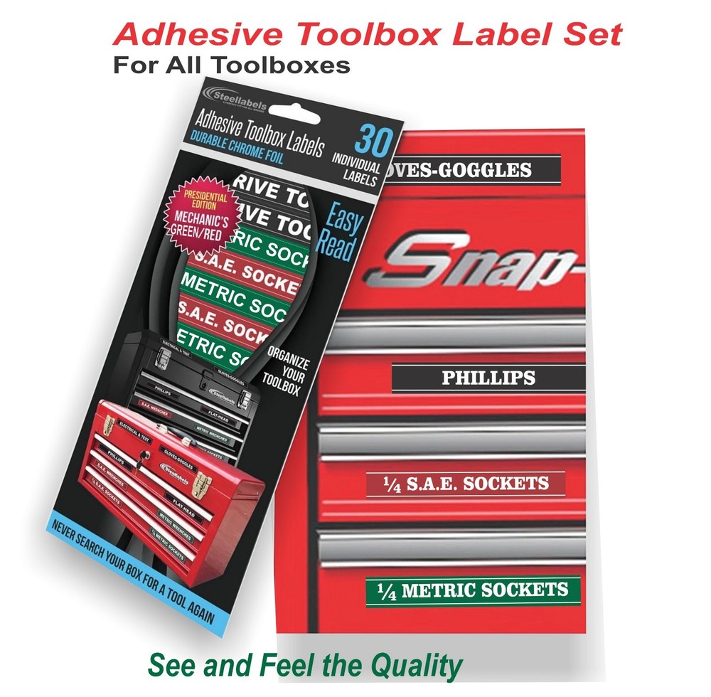 2 PACK TOOL BOX LABELS all Chest & Boxes - Storage Cabinets (Green)