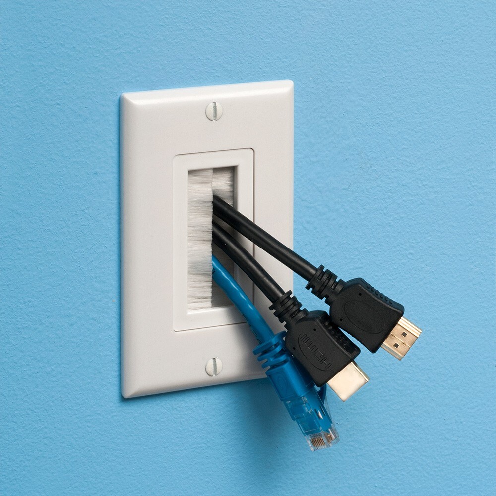 Arlington® CED135WP Cable Entry Strap Brush-Style Opening includes Wall Plate