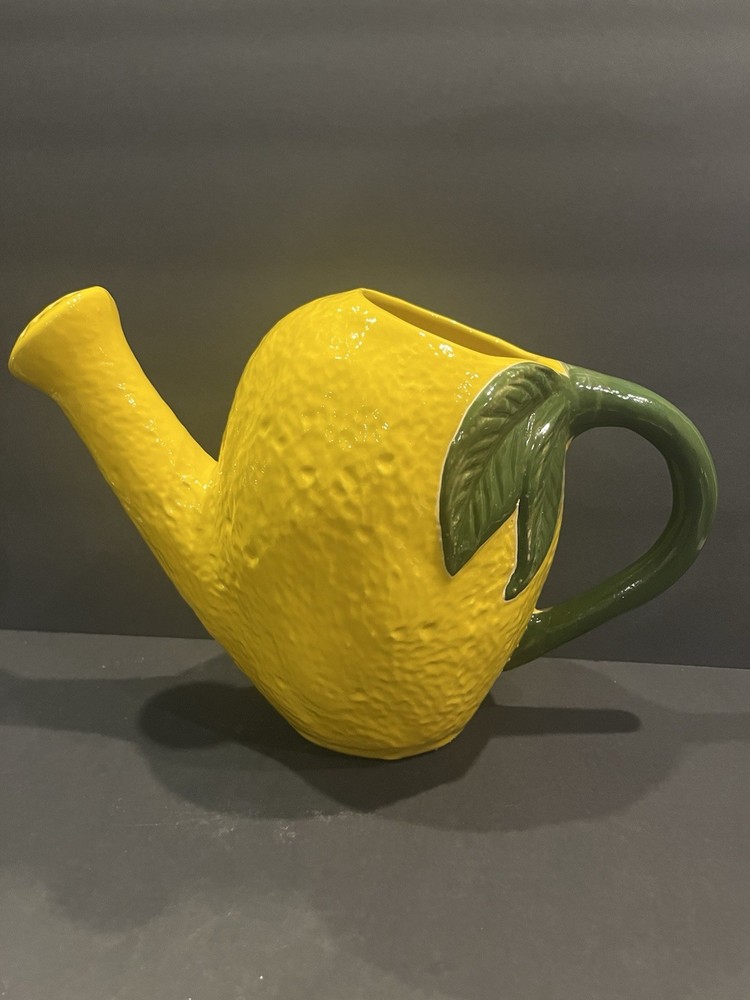 Hand Painted Lemon Shaped Pitcher 9”