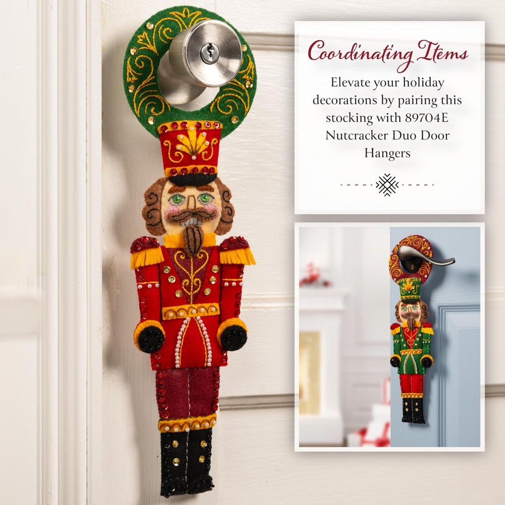 Bucilla, Felt Applique 18" Stocking Making Kit, Nutcracker Noel, Perfect for ...