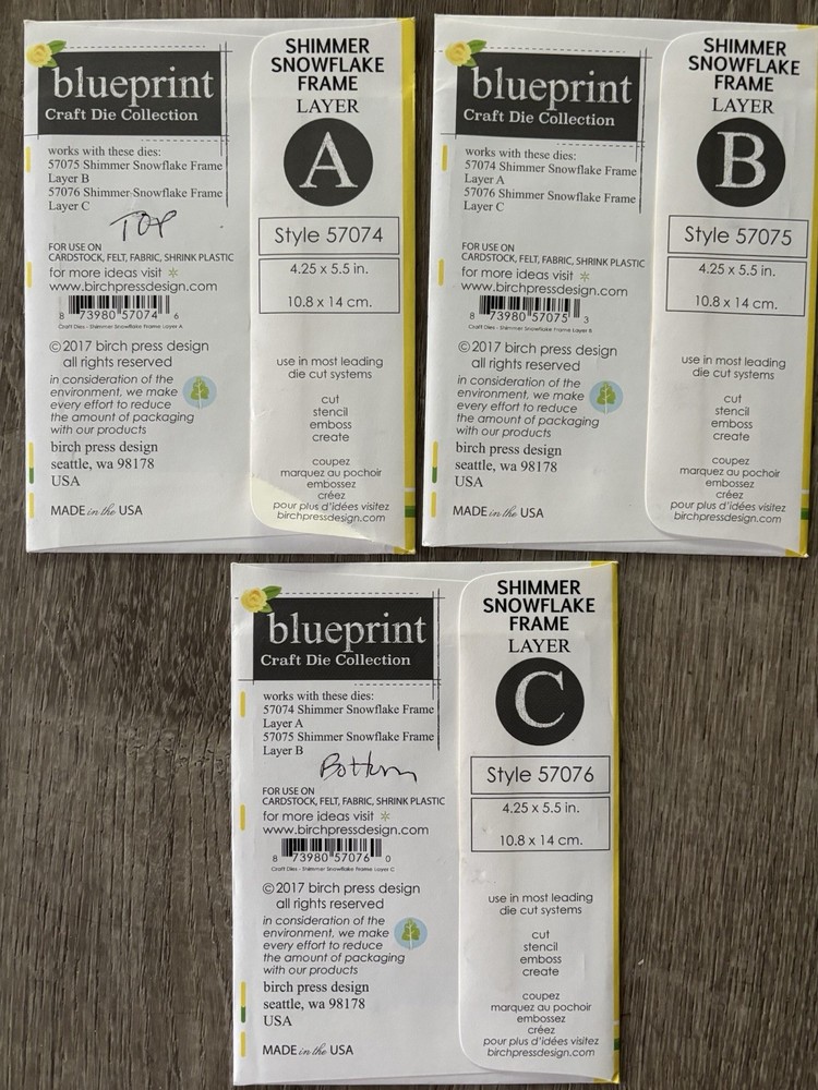 Birch Press Design SHIMMER SNOWFLAKE FRAME Layer A-B-C Excellent Condition