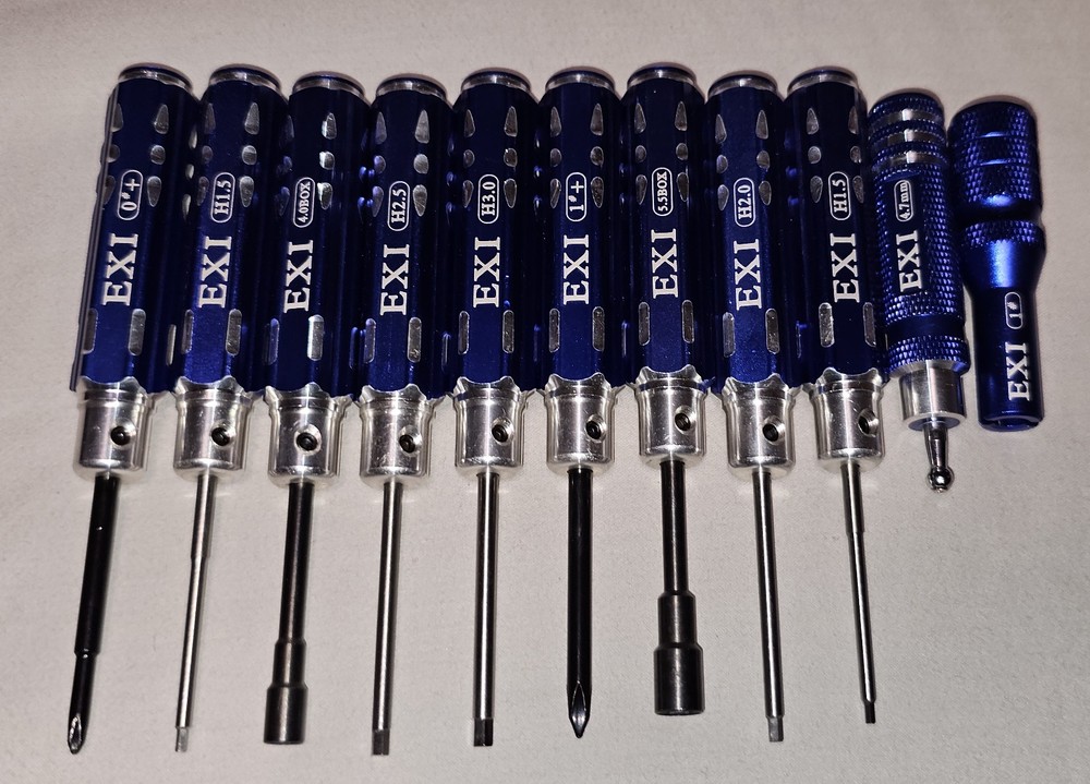 EXI RC Aluminum Handle Tool Kit 11-Piece Blue set (Tools Only) Great Condition