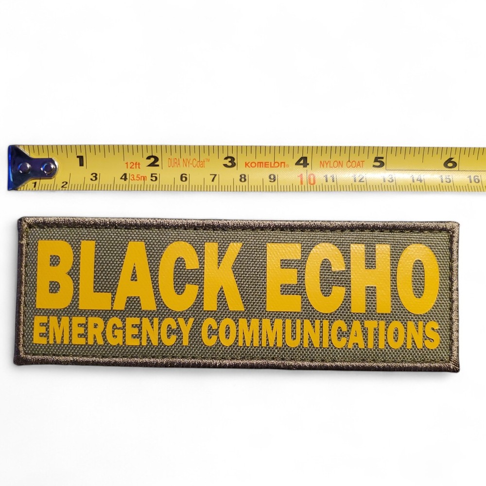 1'x6" Black Echo HAM COMMS OPERATOR Patch Green Yellow Tactical Hook Backed