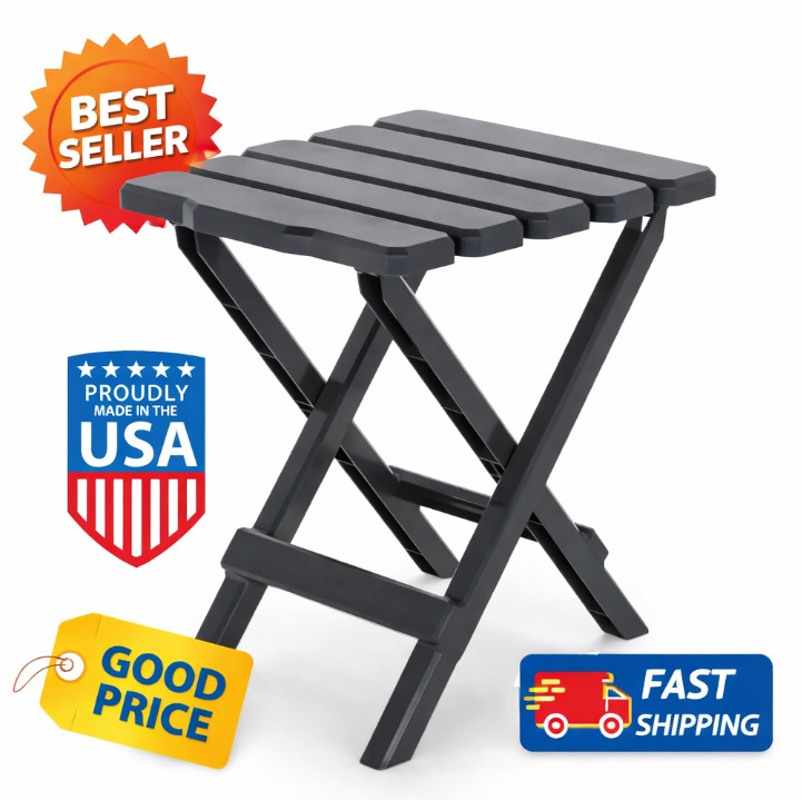 Small Adirondack Folding Table Charcoal Outdoor Side Table