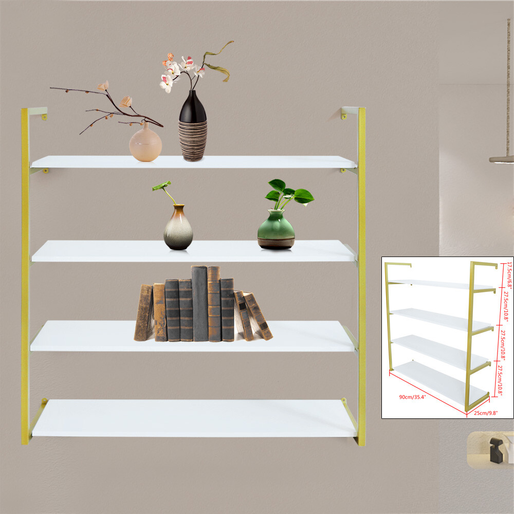 Wall-Mounted Storage Rack with Gold Frame for Elegant Organization