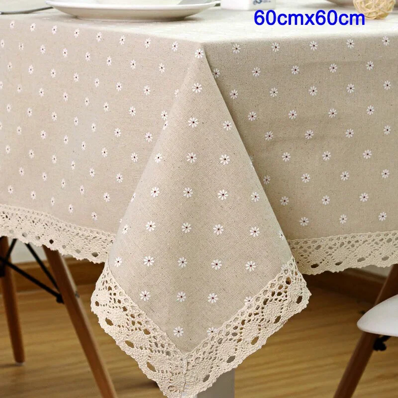 Tablecloth Tablecloth Linen Cotton Table Cloth with Lace Dining Table Cover