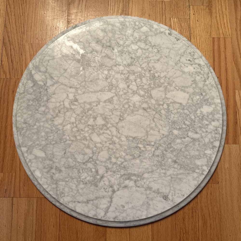 Vintage Solid Replacement 24” Marble Table Top (Italy) White & Gray Veining
