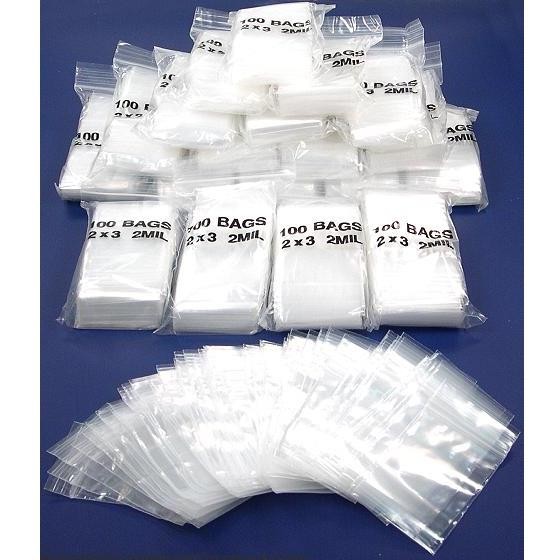 2000 Plastic Ziplock Bag Resealable Poly Baggies 2"x 3"