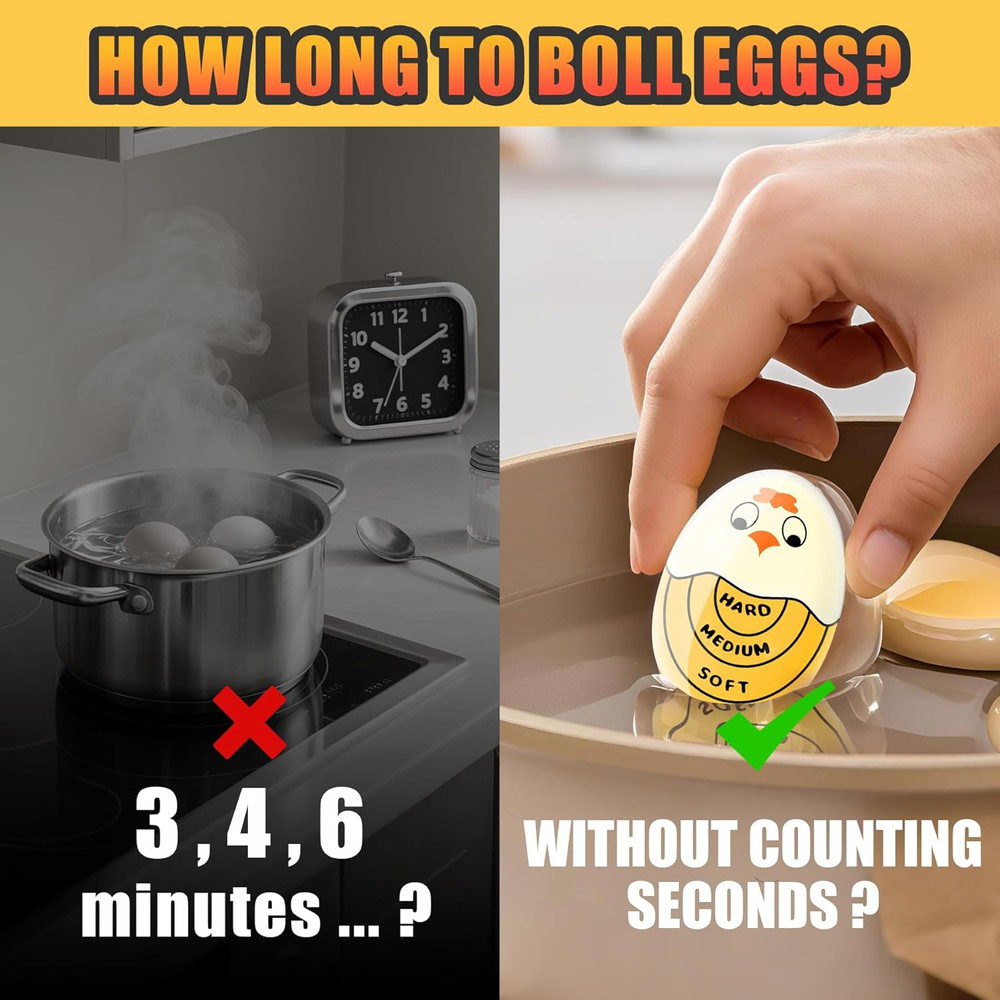 FOREV Egg Timer for Hard Boiled Eggs Soft Boiled Color Changing Indicator Tells