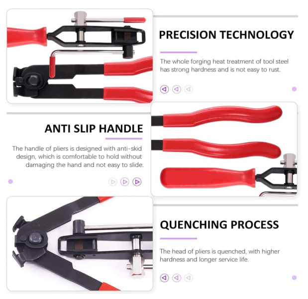 10pcs CV Boot Clamps Pliers Kit, Ear Tie Black, Red, Silver