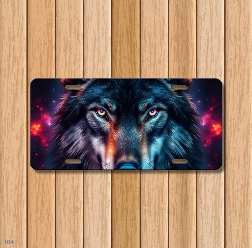 Detailed Wolf License Plate Customizable Car Tag Gift Idea