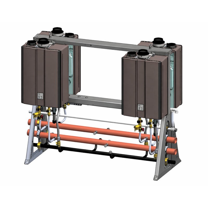 Rinnai Freestanding Exterior Rack System With 4 Unit Tankless Water Heaters
