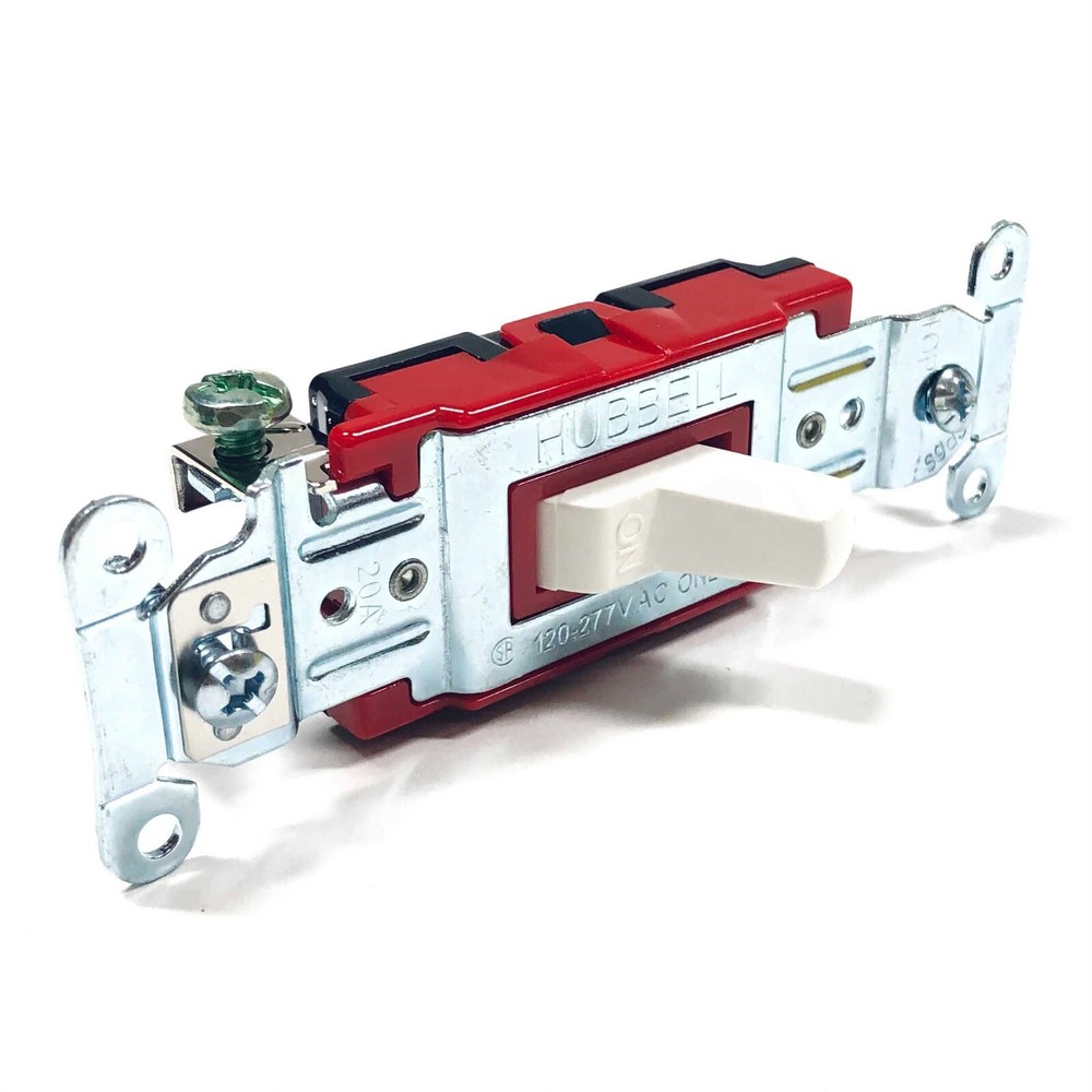 1221W Hubbell Pro Single-Pole Toggle Switch, 20A, 120/277VAC, White