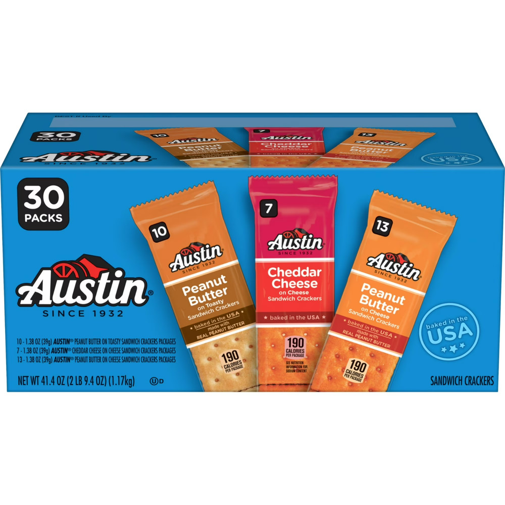 Austin Sandwich Crackers Variety Pack - Single Serve, 30 Count